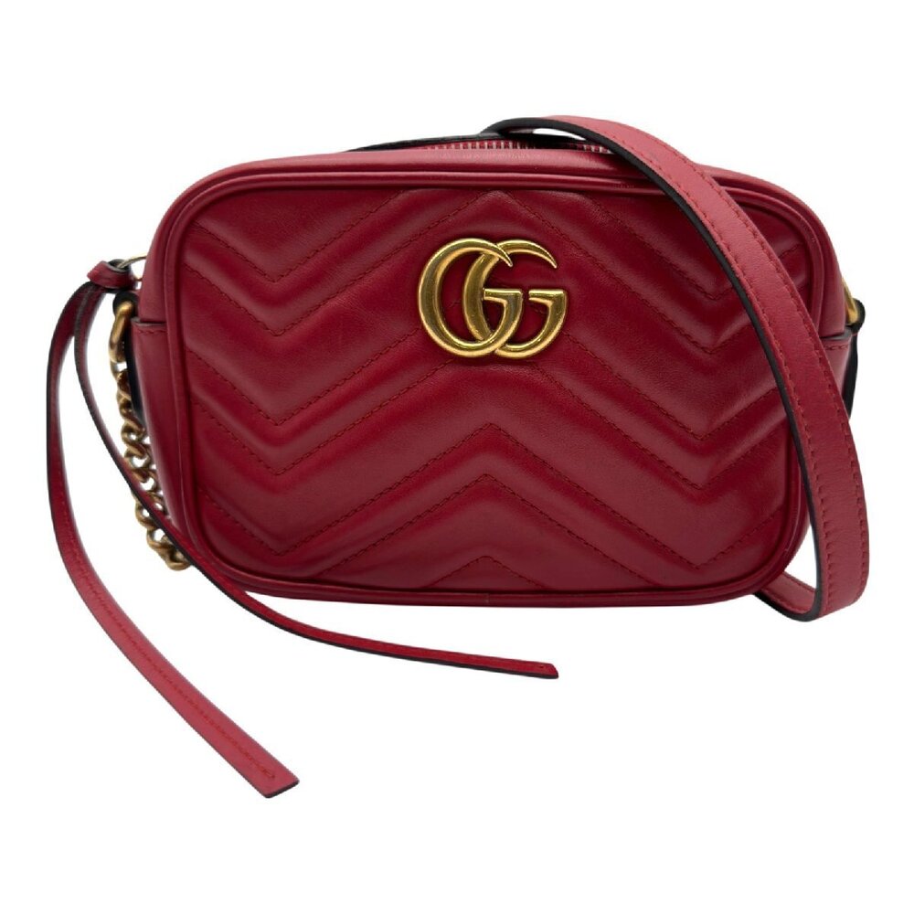 Gucci GG Marmont Camera Bag Red Leather Shoulder